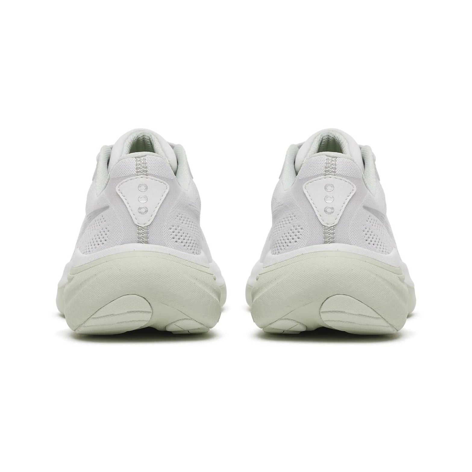 Women's Saucony Ride 19 Running Shoes Fog Cast heel view showing cushioned heel collar with reformulated PWRRUN+ foam for plush comfortable everyday running