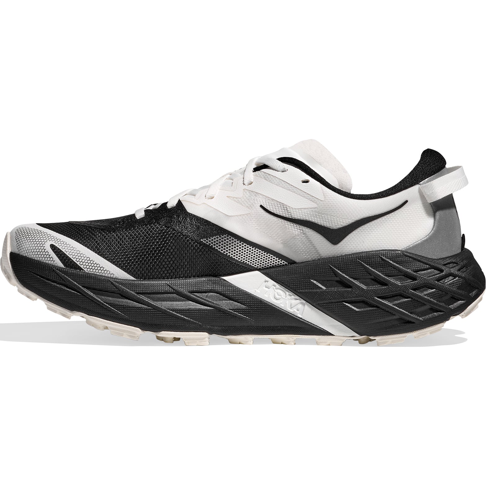 Women's Speedgoat 7 Trail Running Shoes Black White inner side view with super-critically foamed EVA midsole