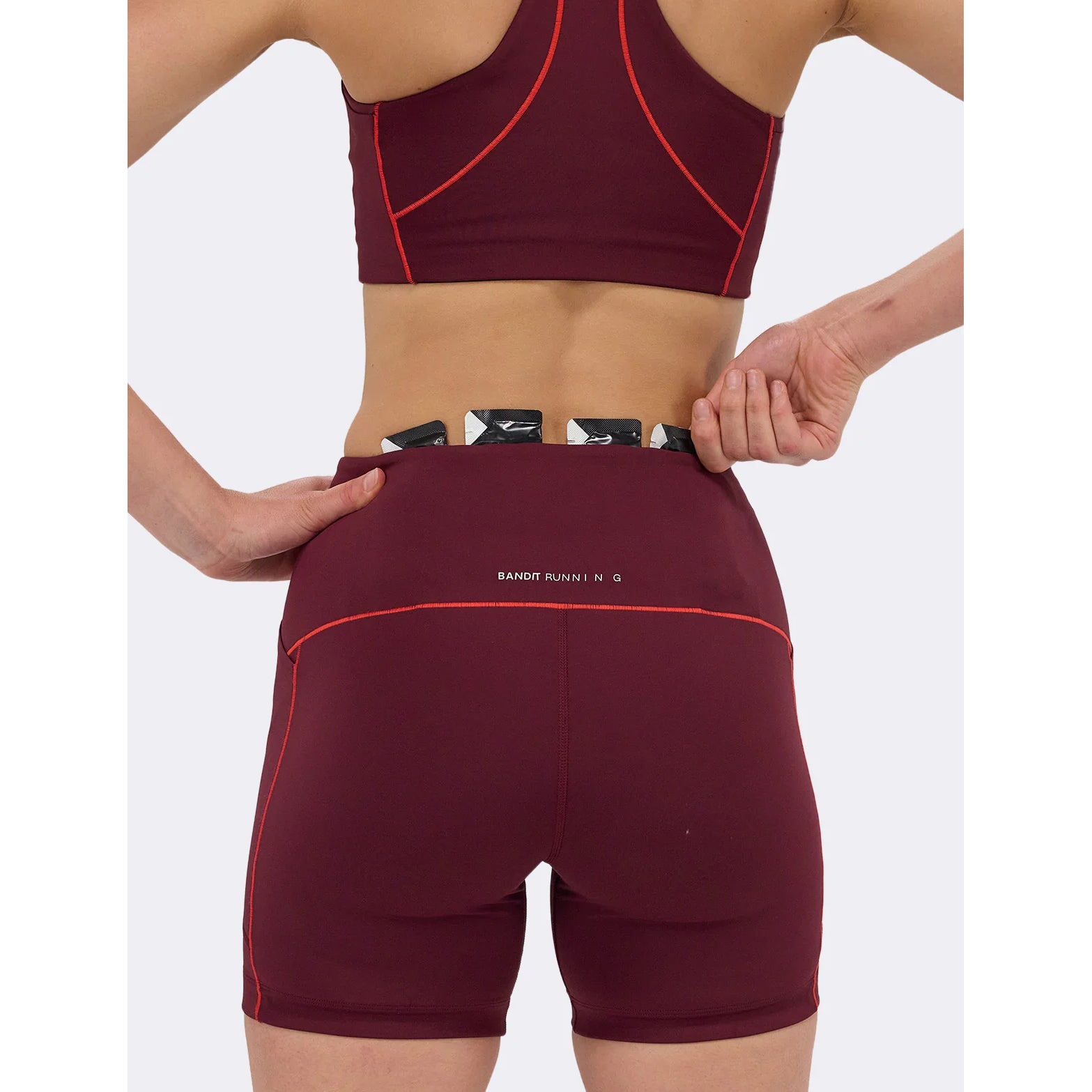 Women's Stamina 5 Inch Pop Stitch High Waist Compression Shorts Fig / Intense Red - Achilles Heel