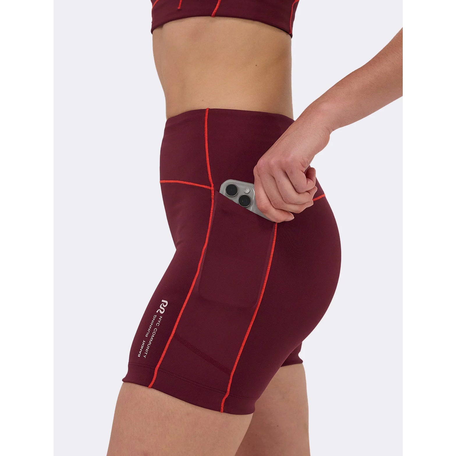 Women's Stamina 5 Inch Pop Stitch High Waist Compression Shorts Fig / Intense Red - Achilles Heel
