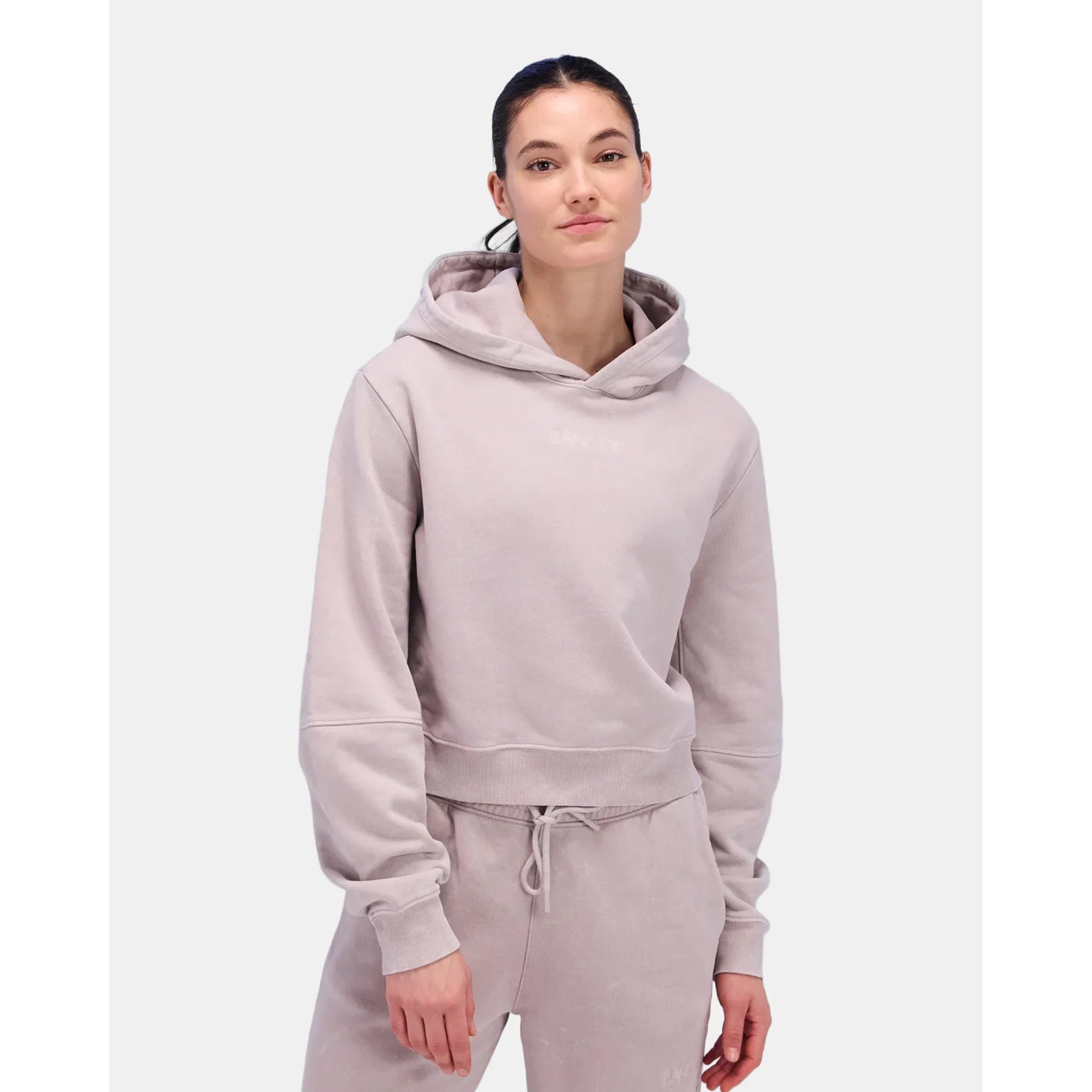 Women's Stitched Logo Cropped Hoodie Ash - Achilles Heel