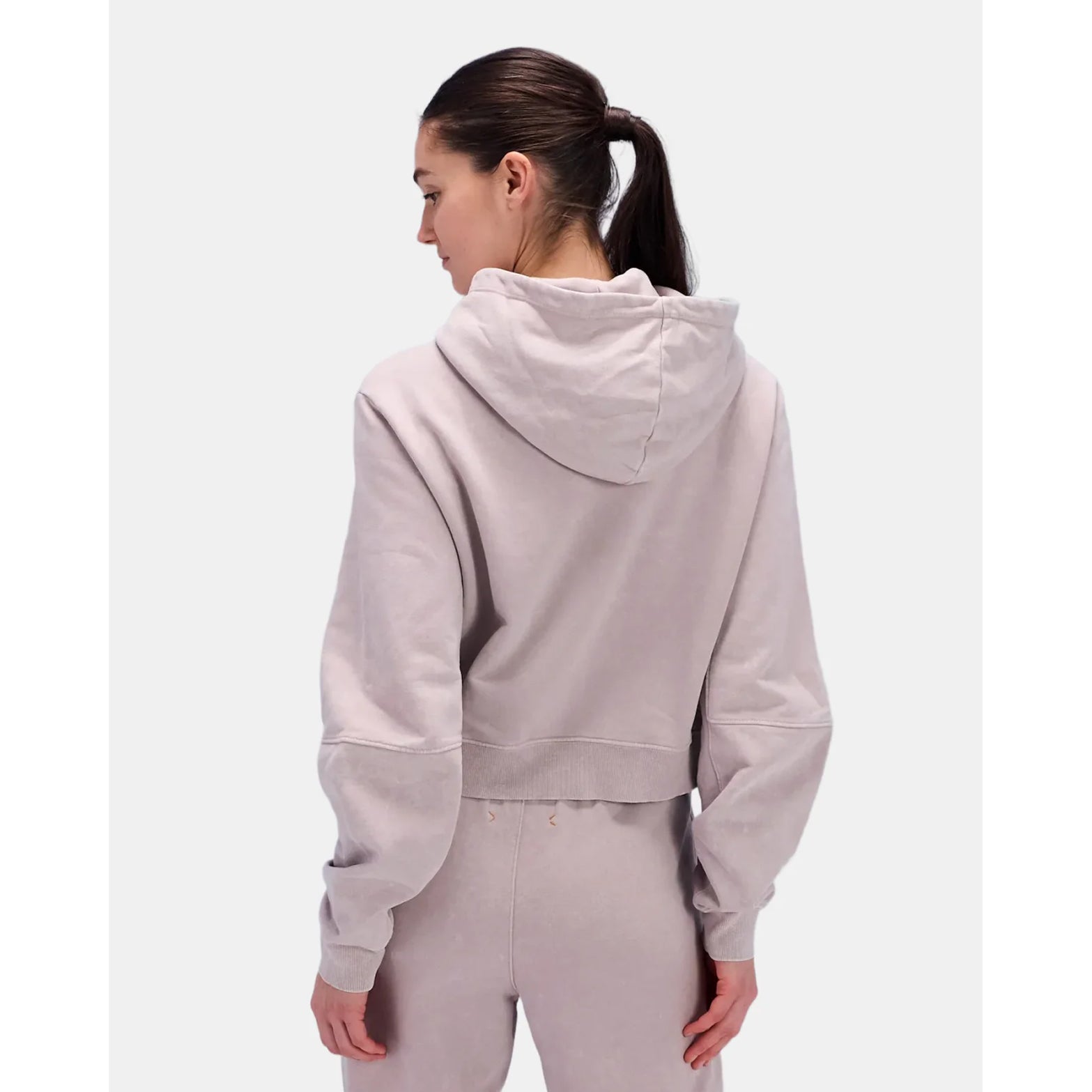 Women's Stitched Logo Cropped Hoodie Ash - Achilles Heel