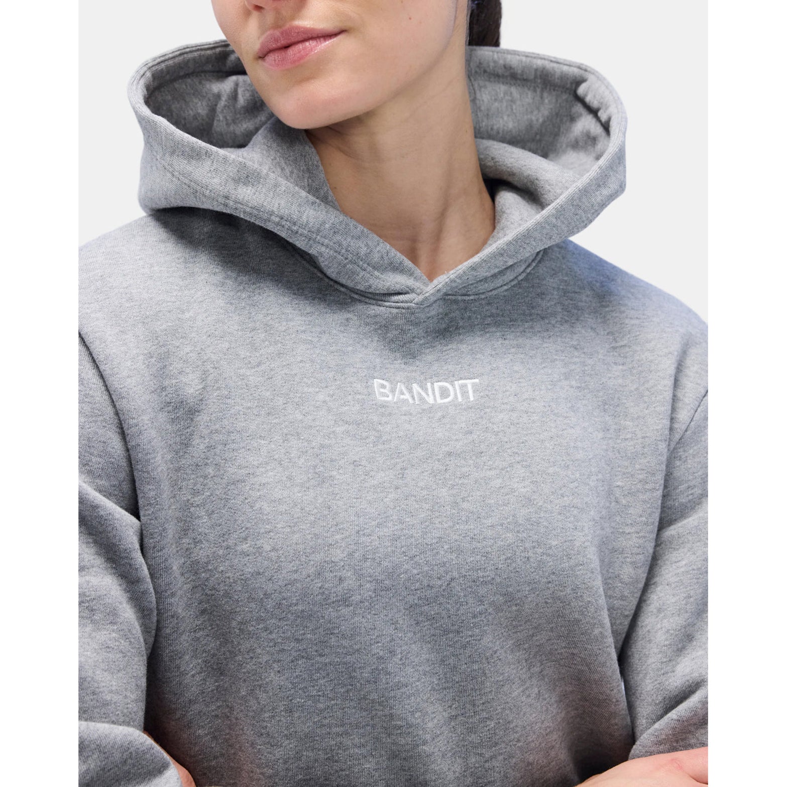 Women's Stitched Logo Cropped Hoodie Heather Grey - Achilles Heel
