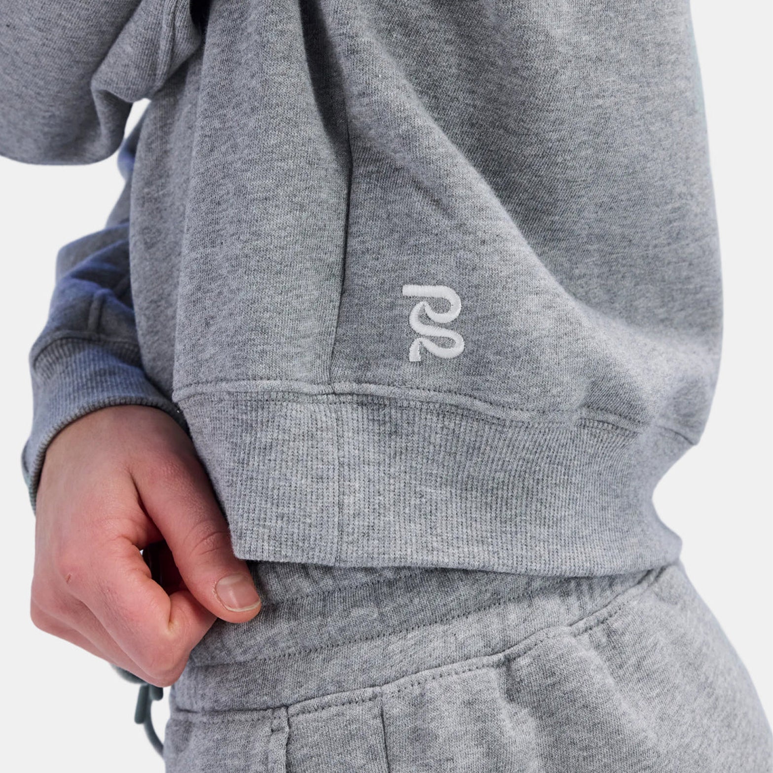 Women's Stitched Logo Cropped Hoodie Heather Grey - Achilles Heel