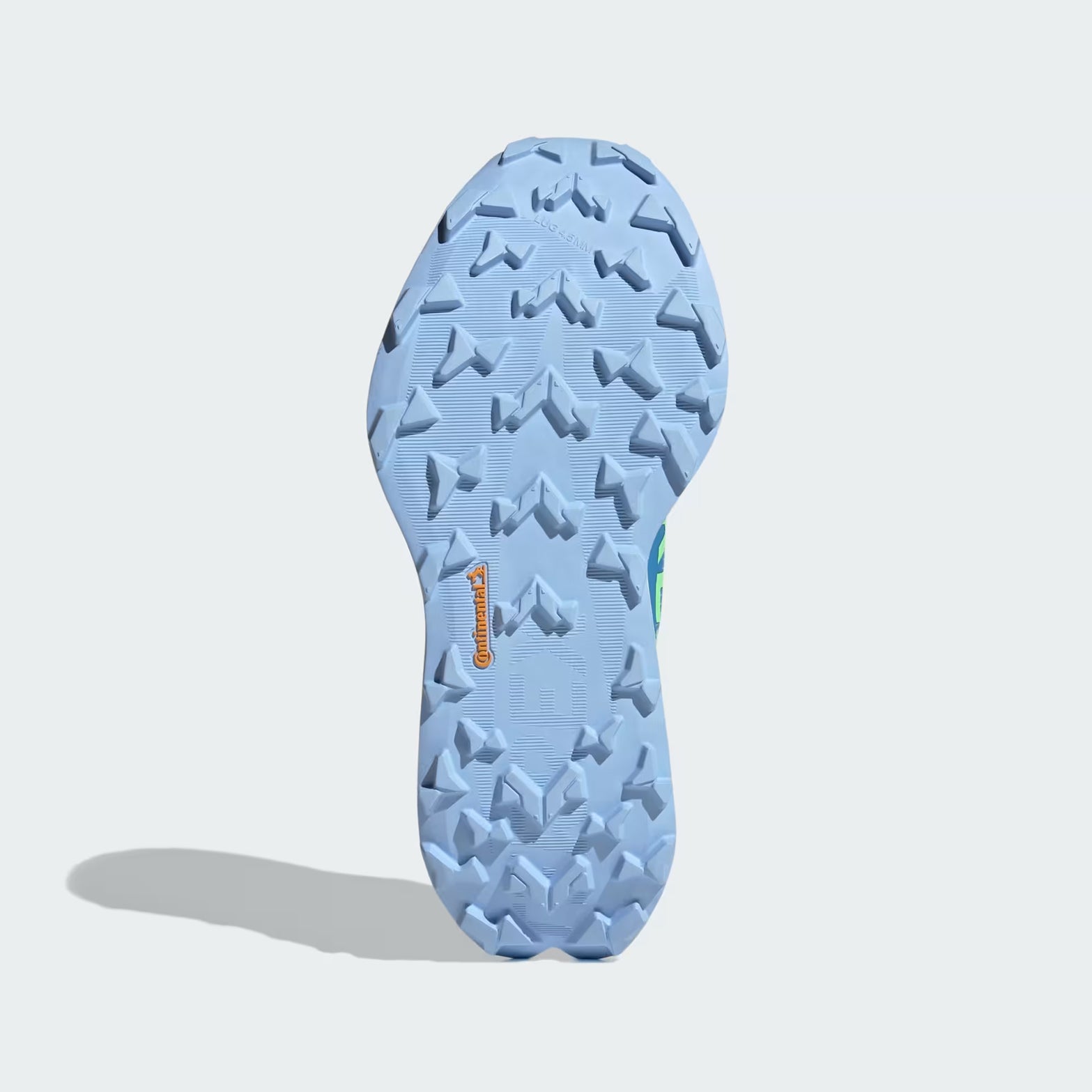 Women's adidas Terrex Agravic TT Trail Running Shoes Blue Burst Dash Grey Lime Burst sole view displaying trail-gripping outsole pattern for traction on rocky landscapes and technical terrain