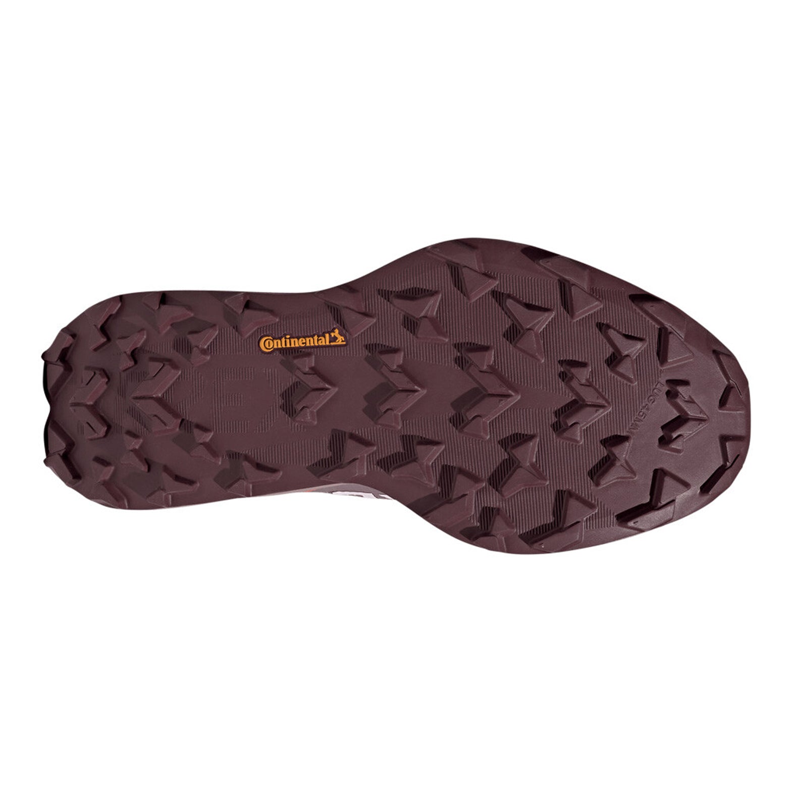Women's adidas Terrex Agravic TT Trail Running Shoes Magic Mauve Cloud White Maroon sole view displaying trail-gripping outsole pattern for traction on rocky landscapes and technical terrain