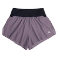 Raide TrailTech Short women's in Dusk — front product shot showing 3 inch silhouette, laser-perforated waistband, large pocket placement and Toray DotAir outer construction