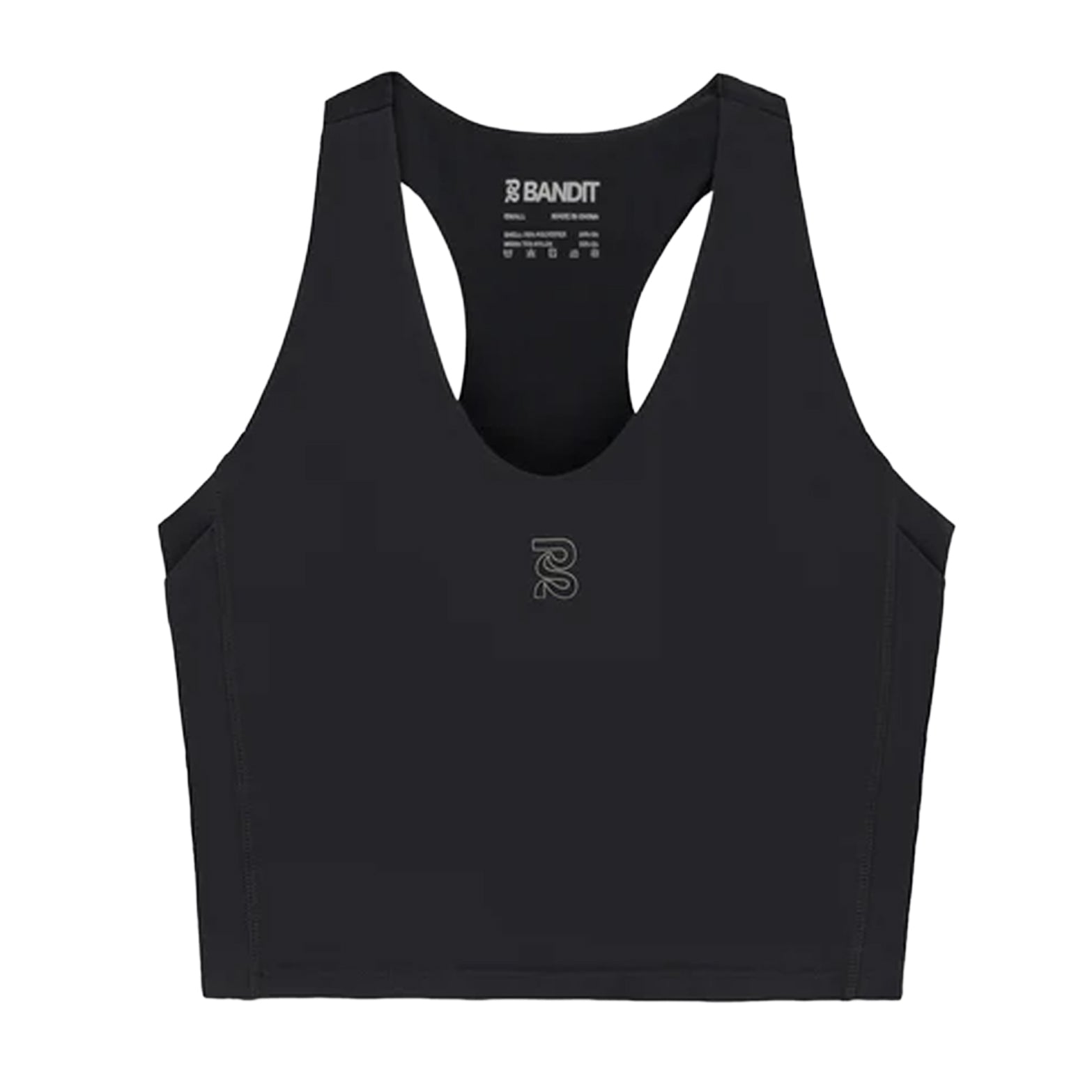 Women's Bandit Vanisher V-Neck Race Crop Top Anthracite front product view showing rounded v-neck design with Vanisher compression fabric and two-tone reflective branding