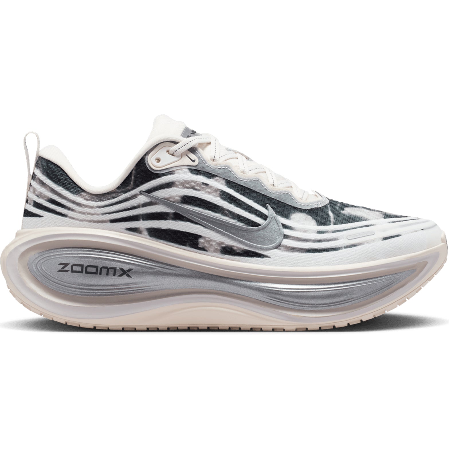 Women's Nike Vomero Plus SE Running Shoes Phantom Pencil Point Anthracite outer side view showing dual Air Zoom units with full-length ZoomX foam midsole and premium construction