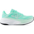 Women's New Balance Fresh Foam X More v6 Running Shoes Bright Mint Cosmic Jade outer side view showing towering Fresh Foam X stack with enhanced rocker profile and wide base for maximum cushioned daily running