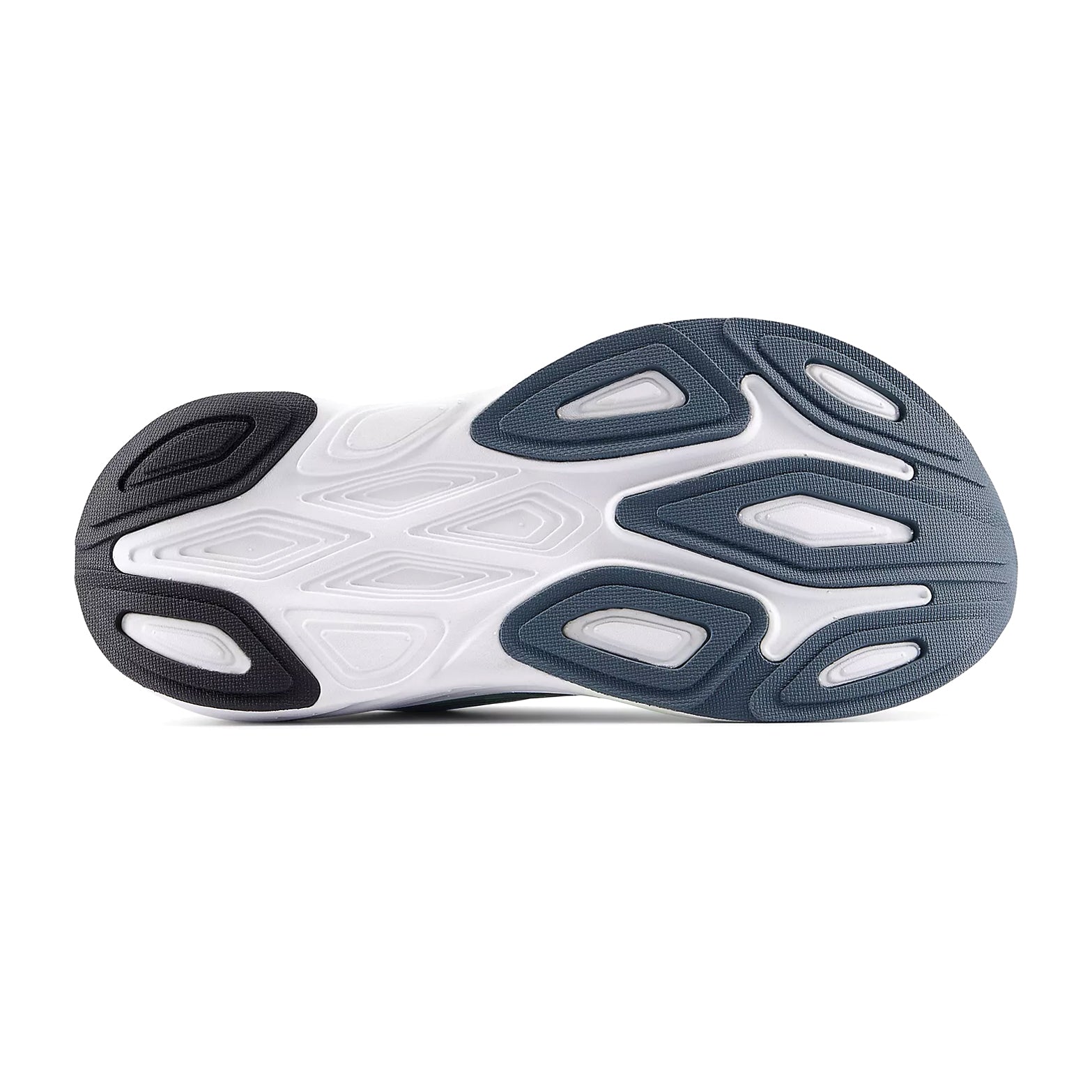 Women's Fresh Foam X More v6 Oxford Blue Afterglow sole view displaying strategic rubber outsole placement