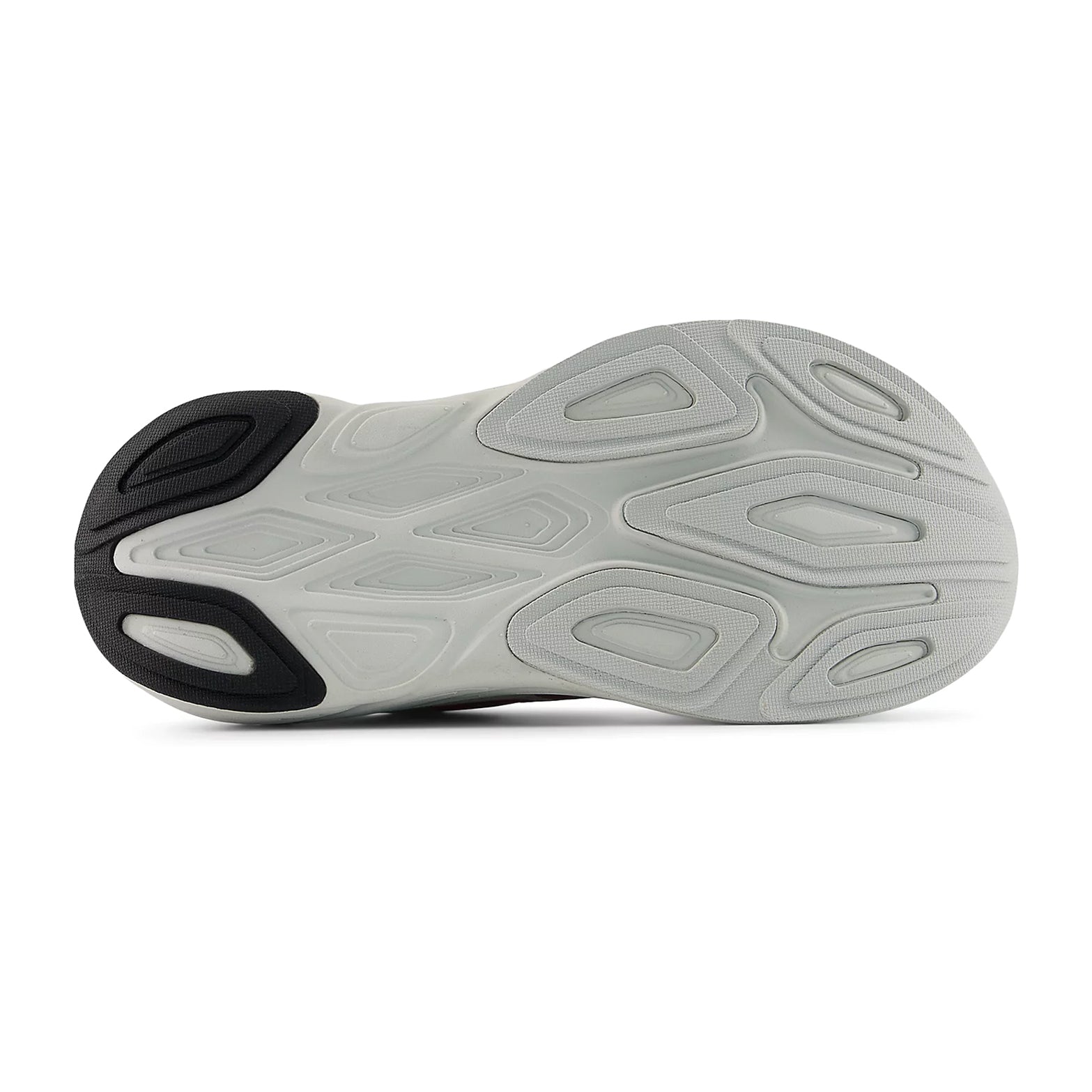 Women's New Balance Fresh Foam X More v6 Running Shoes Sea Salt Rosewood Grey Matter sole view displaying strategic rubber outsole placement and wide base geometry