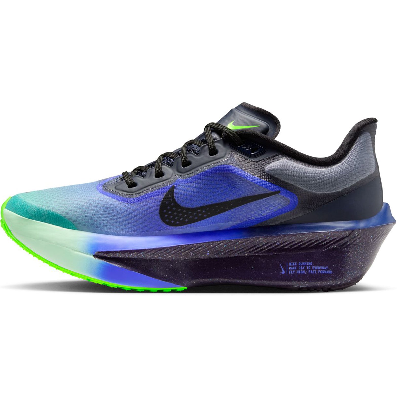 Women's Zoom Fly 6 GLAM Running Shoes Dark Obsidian / Black / Racer Blue - Achilles Heel