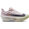 Nike Zoom Fly 6 women's running shoe in Bleached Lilac / Purple Dynasty / Volt Tint — outer view showing bleached lilac engineered mesh upper with purple dynasty and volt tint accent detailing and Zoom foam midsole profile
