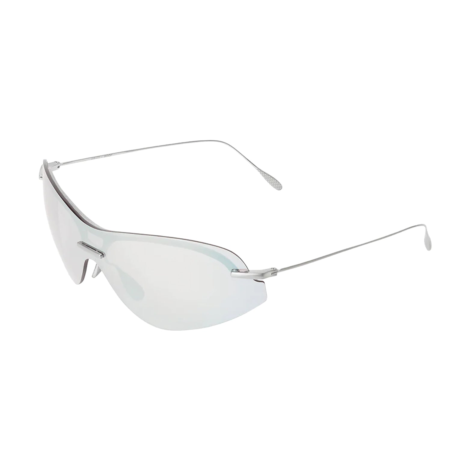 Soar x Cubitts Cirrus 02 Sunglasses in Silver — side product shot showing 130mm beta titanium temple, ultralight titanium frame profile and silver colourway