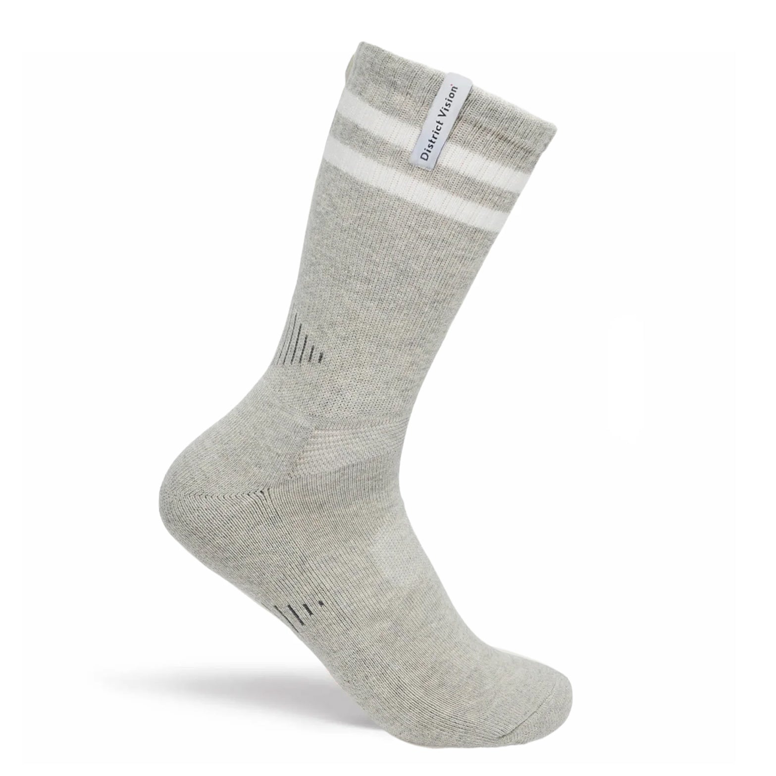 District Vision Zonal Organic Cotton Socks Heather Grey / White at District Vision Zonal Organic Cotton Socks Heather Grey / White at