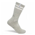 District Vision Zonal Organic Cotton Socks in Heather Grey / White — product shot showing crew length silhouette displaying heather grey and white colourway, zonal construction detail and organic Japanese cotton knit