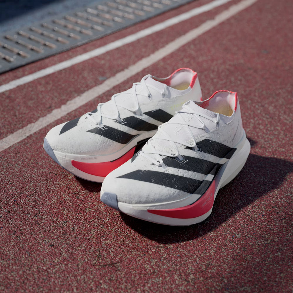 adidas Adizero Prime X 3 Strung Running Shoes Cloud White / Core Black / Lucid Red - achilles heel