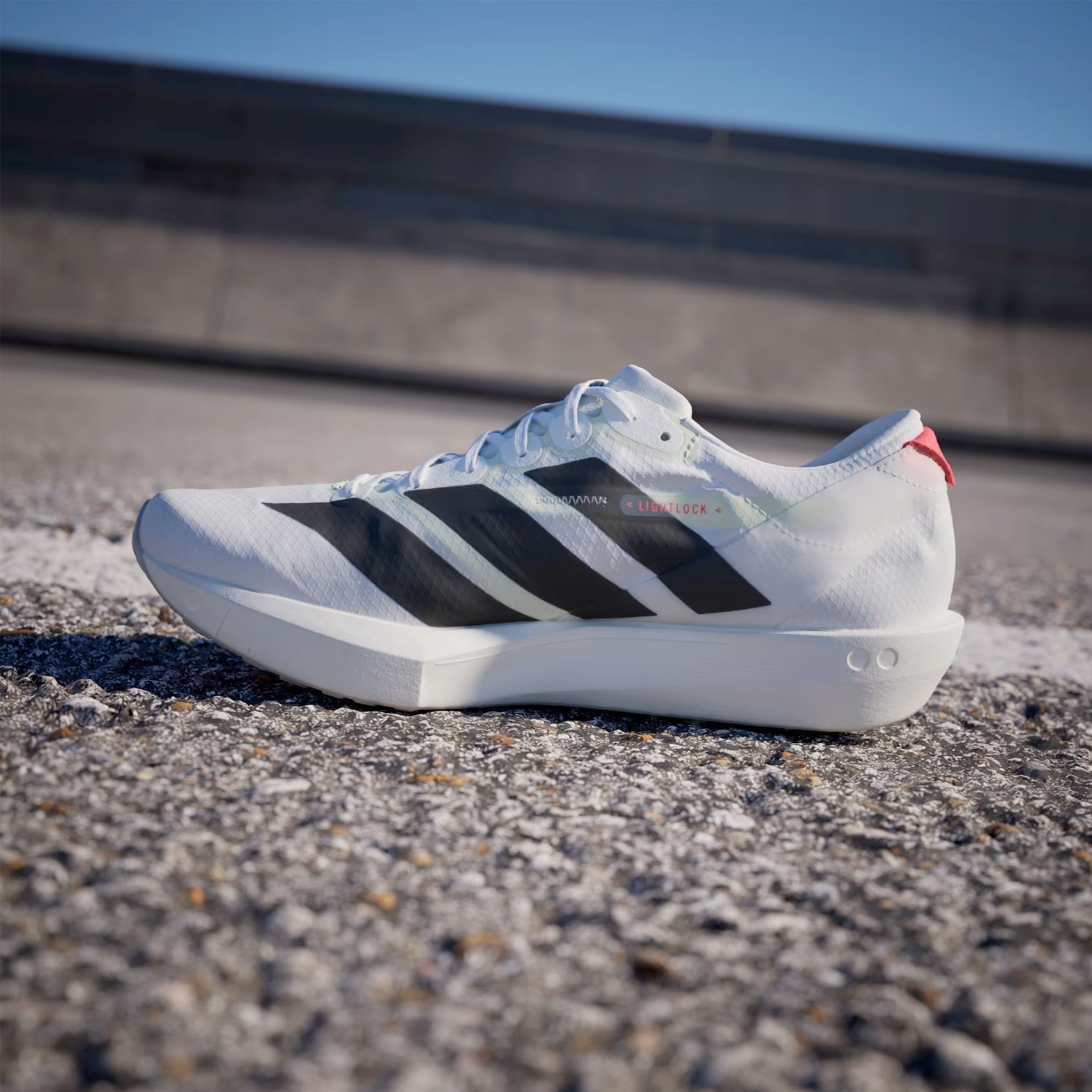 Women's Adizero Adios 9 Running Shoes Cloud White / Core Black / Lucid Red - Achilles Heel