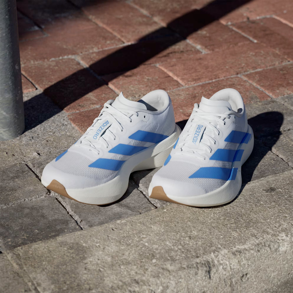 adidas Women's Adizero EVO SL Running Shoes Cloud White / Blue Fusion / Off White - achilles heel