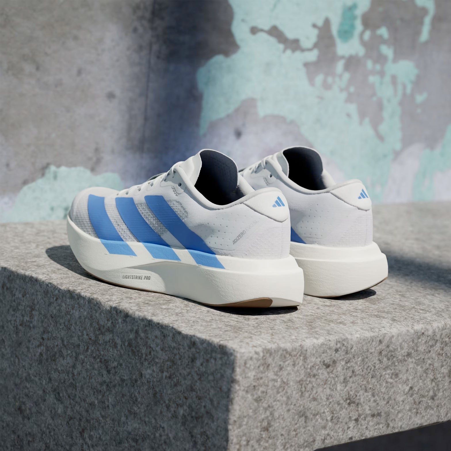 Women's Adizero EVO SL Running Shoes Cloud White / Blue Fusion / Off White - Achilles Heel