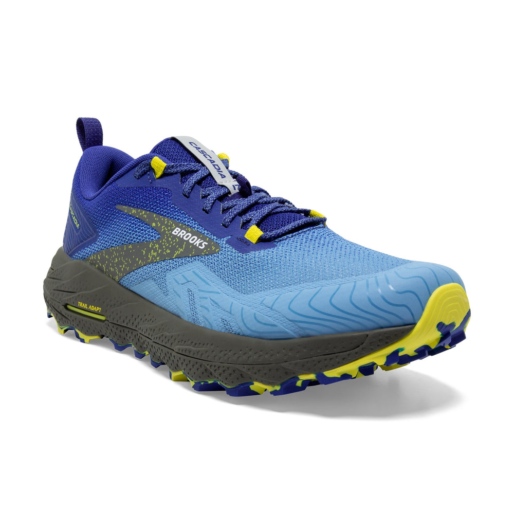 Brooks Men's Cascadia 17 Trail Running Shoes Blue / Surf the Web / Sulphur - achilles heel