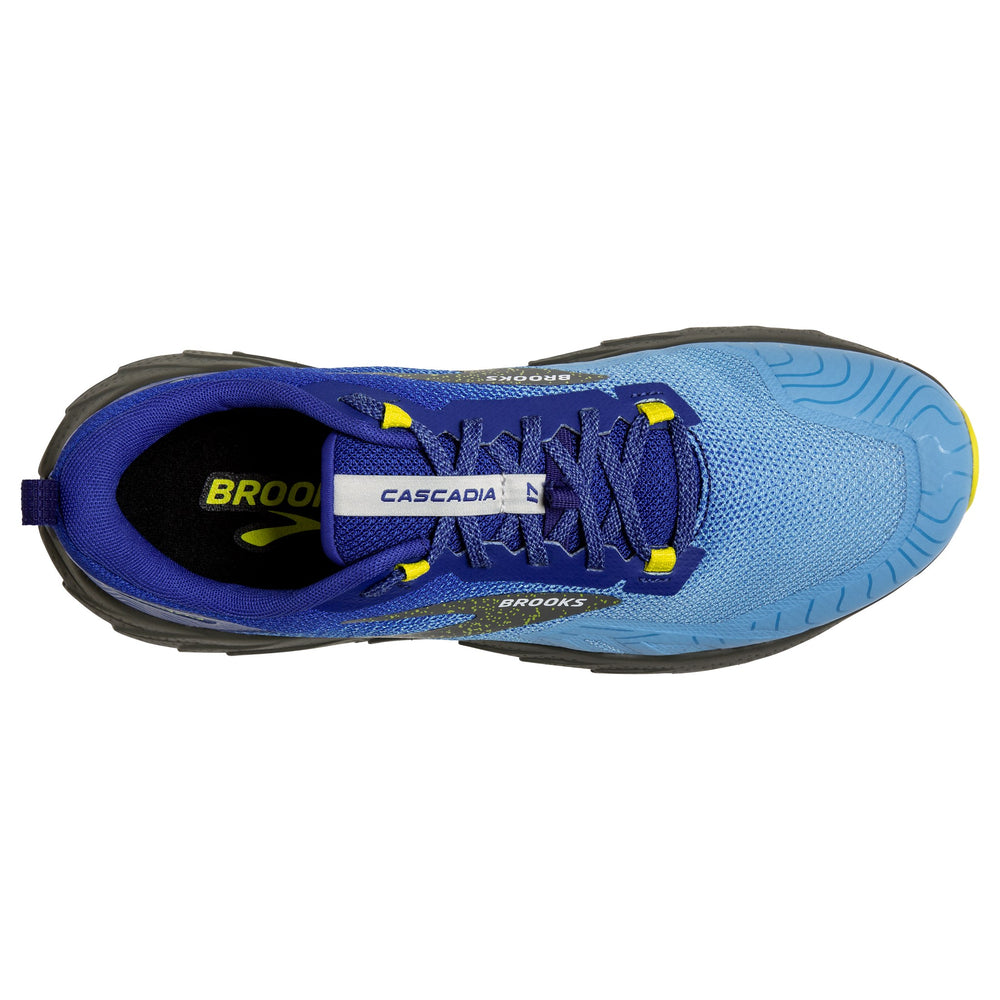 Brooks Men's Cascadia 17 Trail Running Shoes Blue / Surf the Web / Sulphur - achilles heel