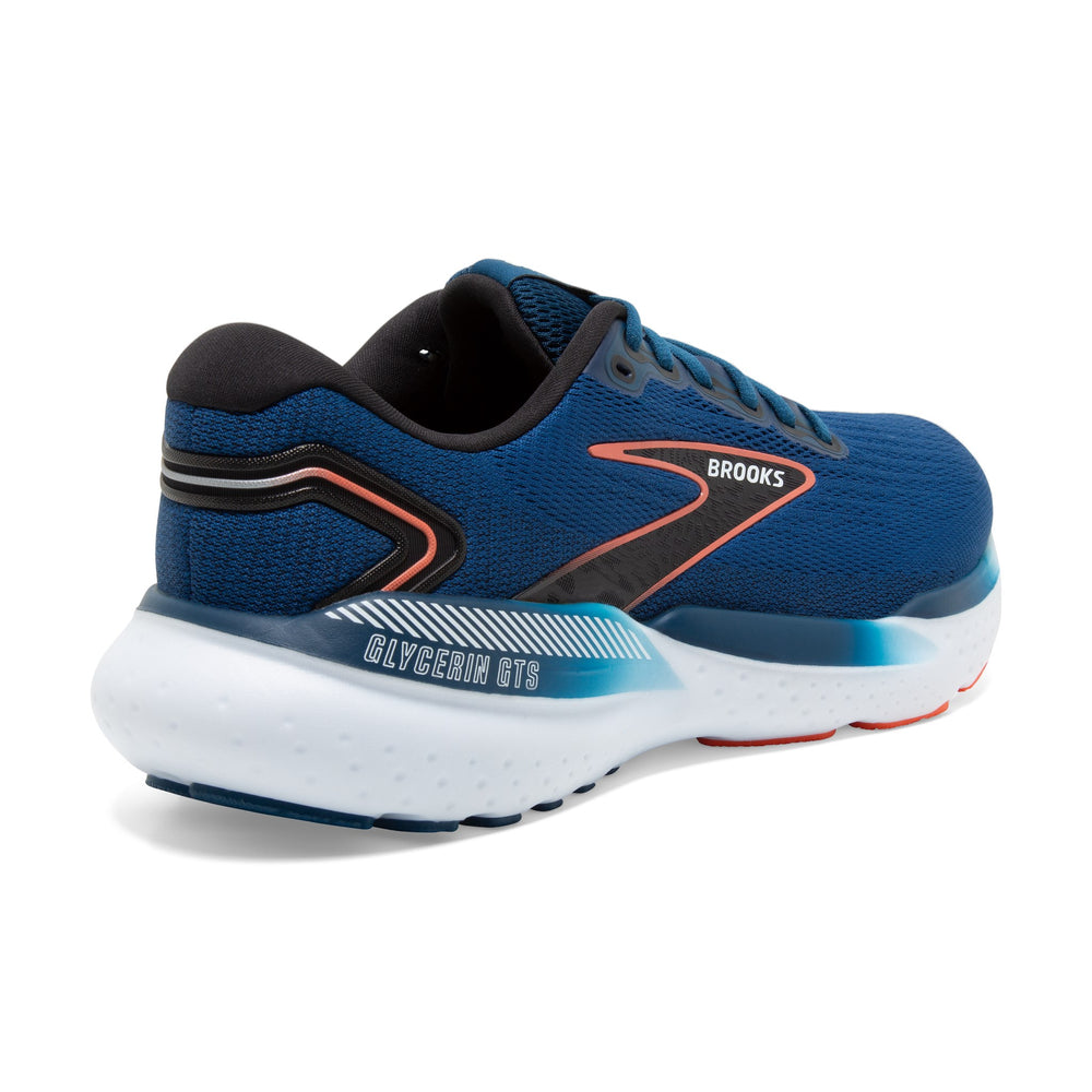 Brooks Men's Glycerin GTS 21 Running Shoes Blue Opal / Black / Nasturtium - achilles heel