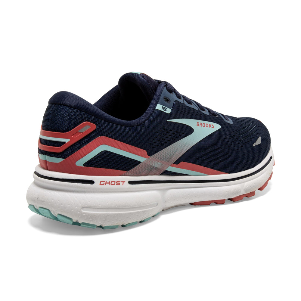 Brooks Women's Ghost 15 Running Shoes Peacoat / Canal Blue / Rose - achilles heel