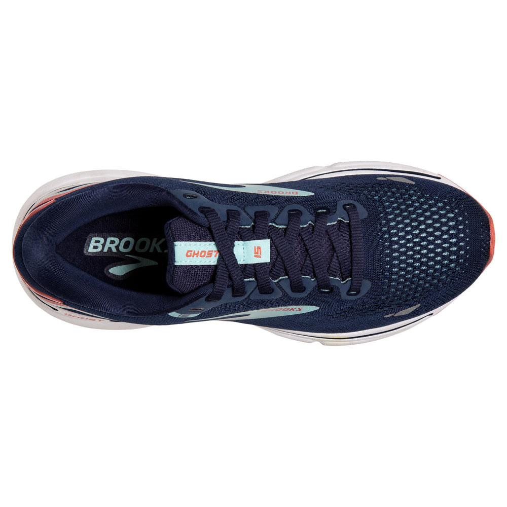 Brooks Women's Ghost 15 Running Shoes Peacoat / Canal Blue / Rose - achilles heel