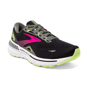 Brooks Women's Adrenaline GTS 23 Wide Fit Running Shoes Black / Gunmetal / Sharp Green - achilles heel