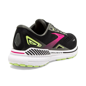 Brooks Women's Adrenaline GTS 23 Wide Fit Running Shoes Black / Gunmetal / Sharp Green - achilles heel