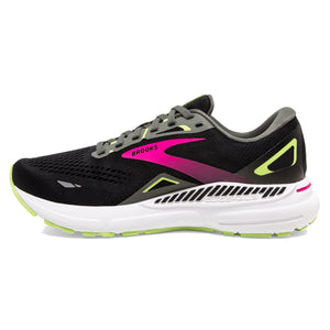 Brooks Women's Adrenaline GTS 23 Wide Fit Running Shoes Black / Gunmetal / Sharp Green - achilles heel