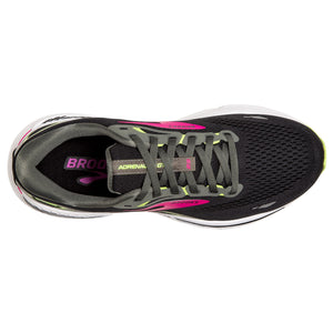 Brooks Women's Adrenaline GTS 23 Wide Fit Running Shoes Black / Gunmetal / Sharp Green - achilles heel