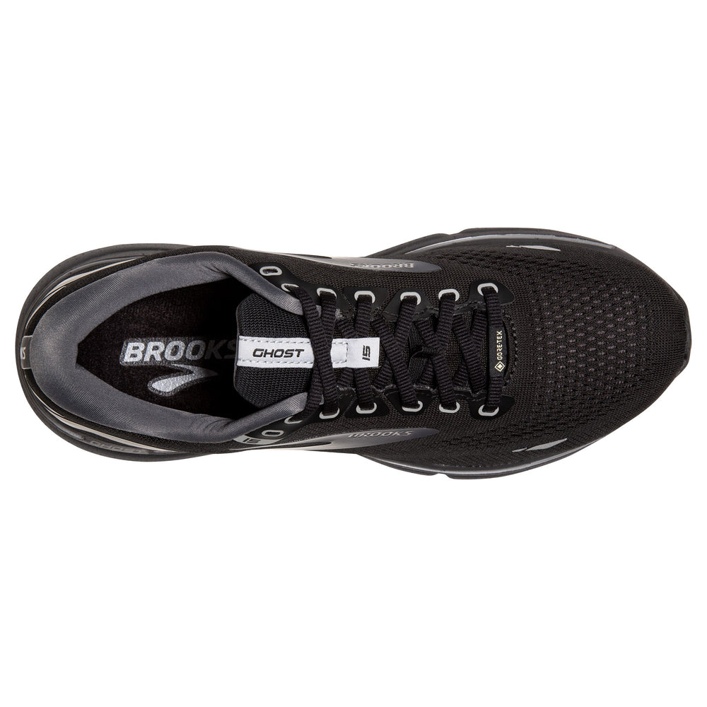 Brooks Men s Ghost 15 GORE TEX Running Shoes Black Blackened Pearl Alloy Achilles Heel