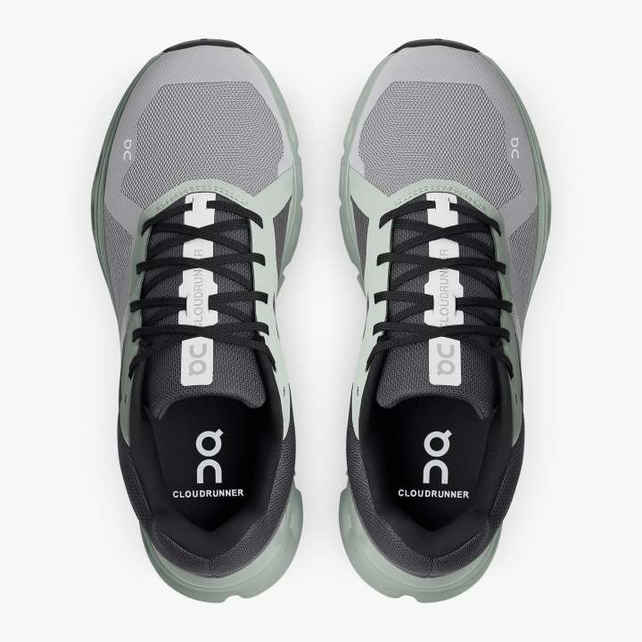 On Men's Cloudrunner Running Shoes Alloy / Moss - achilles heel