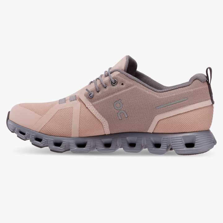 On Women's Cloud 5 Waterproof Running Shoes Rose / Fossil - achilles heel