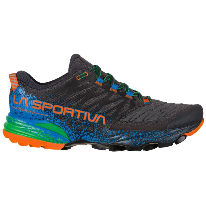 La Sportiva Men's Akasha 2 Trail Running Shoes Carbon / Flame - achilles heel