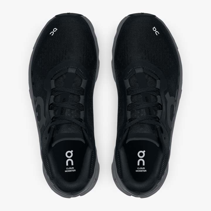 On Women's Cloudmonster Running Shoes Black / Magnet - achilles heel