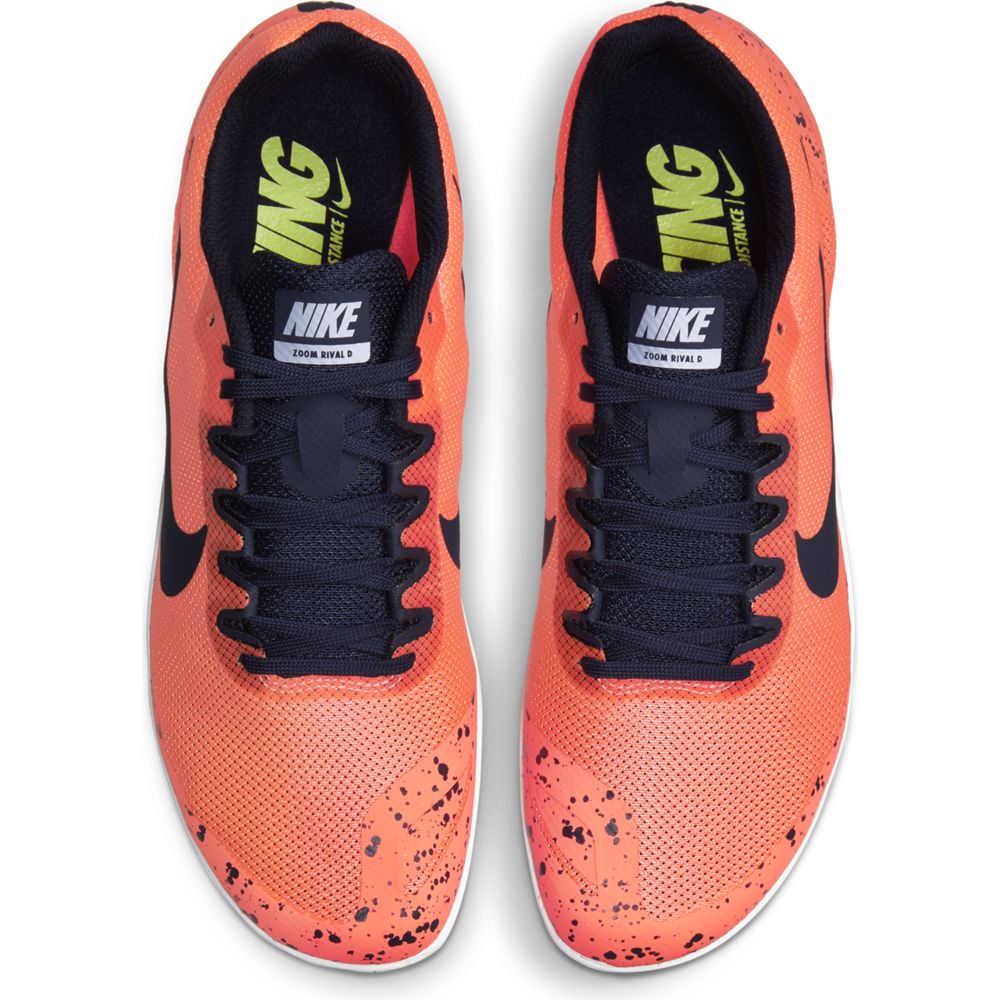 Nike Zoom Rival D 10 Running Spikes Bright Mango / Blackened Blue - achilles heel