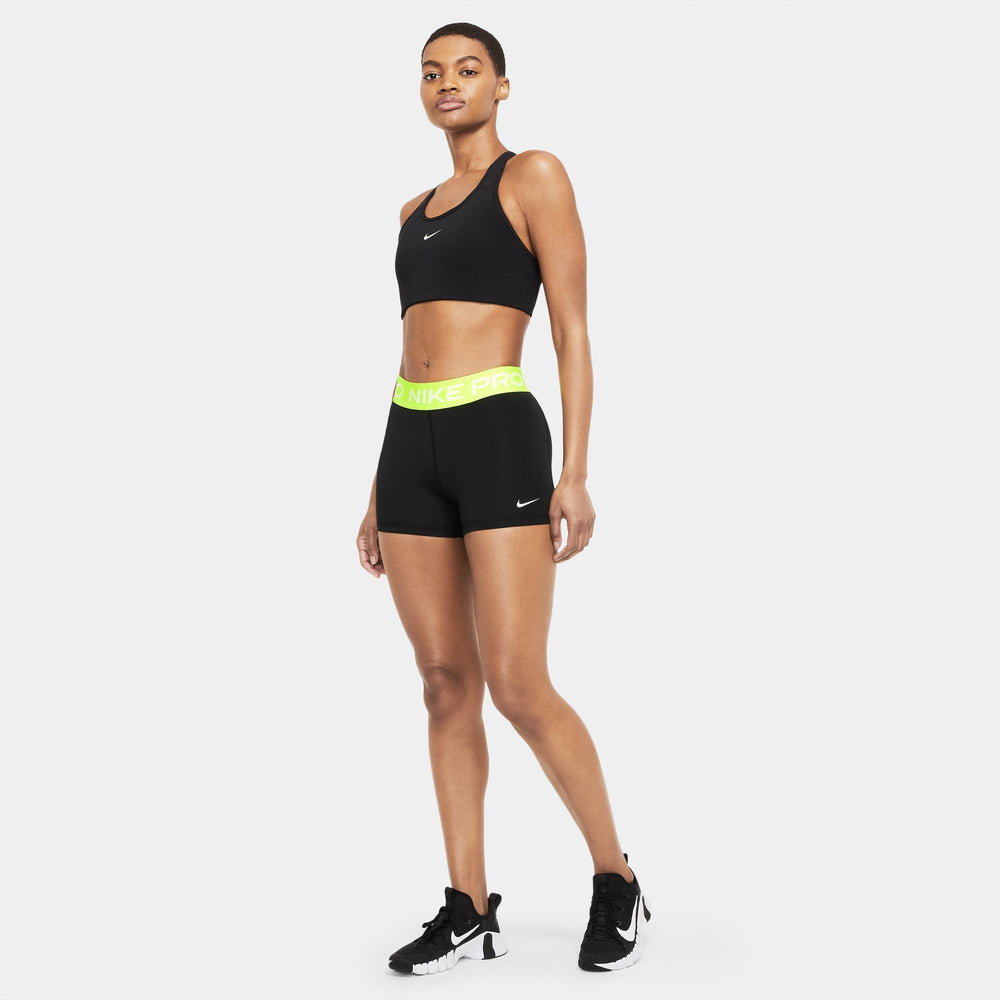 Nike Women's Pro 365 3 Inch Short Black / Volt / White - achilles heel