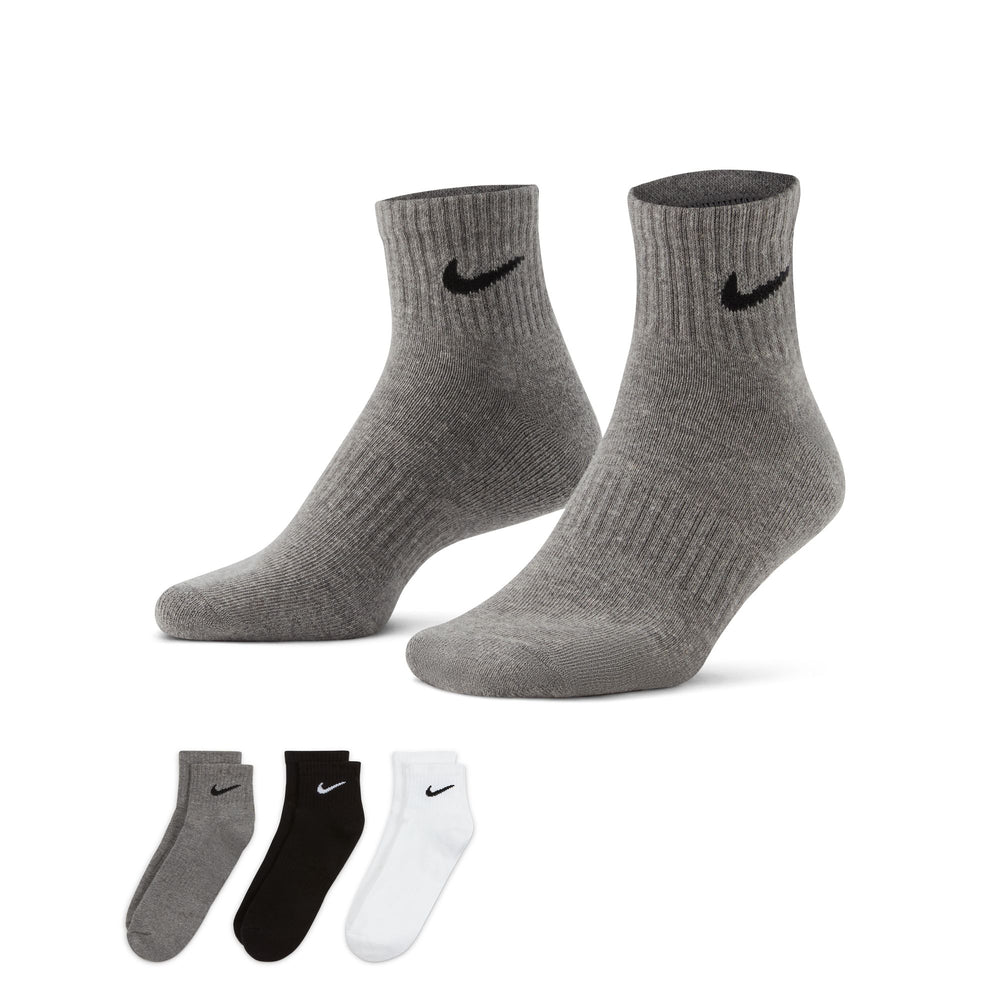 Nike Everyday Cushioned Training Ankle Socks 3 Pack Grey / White / Black - achilles heel