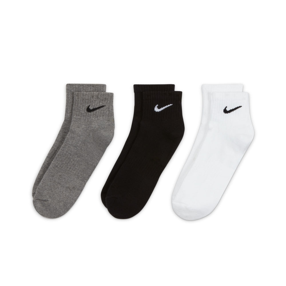 Nike Everyday Cushioned Training Ankle Socks 3 Pack Grey / White / Black - achilles heel