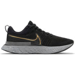Nike Men's React Infinity Run Flyknit 2 Running Shoes Black / Metallic Gold / Smoke Grey / Grey Fog - achilles heel