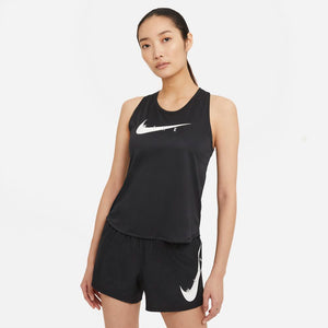 Nike Women's Swoosh Run Tank Black / Reflective Silver - achilles heel