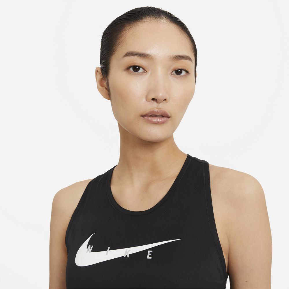 Nike Women's Swoosh Run Tank Black / Reflective Silver - achilles heel