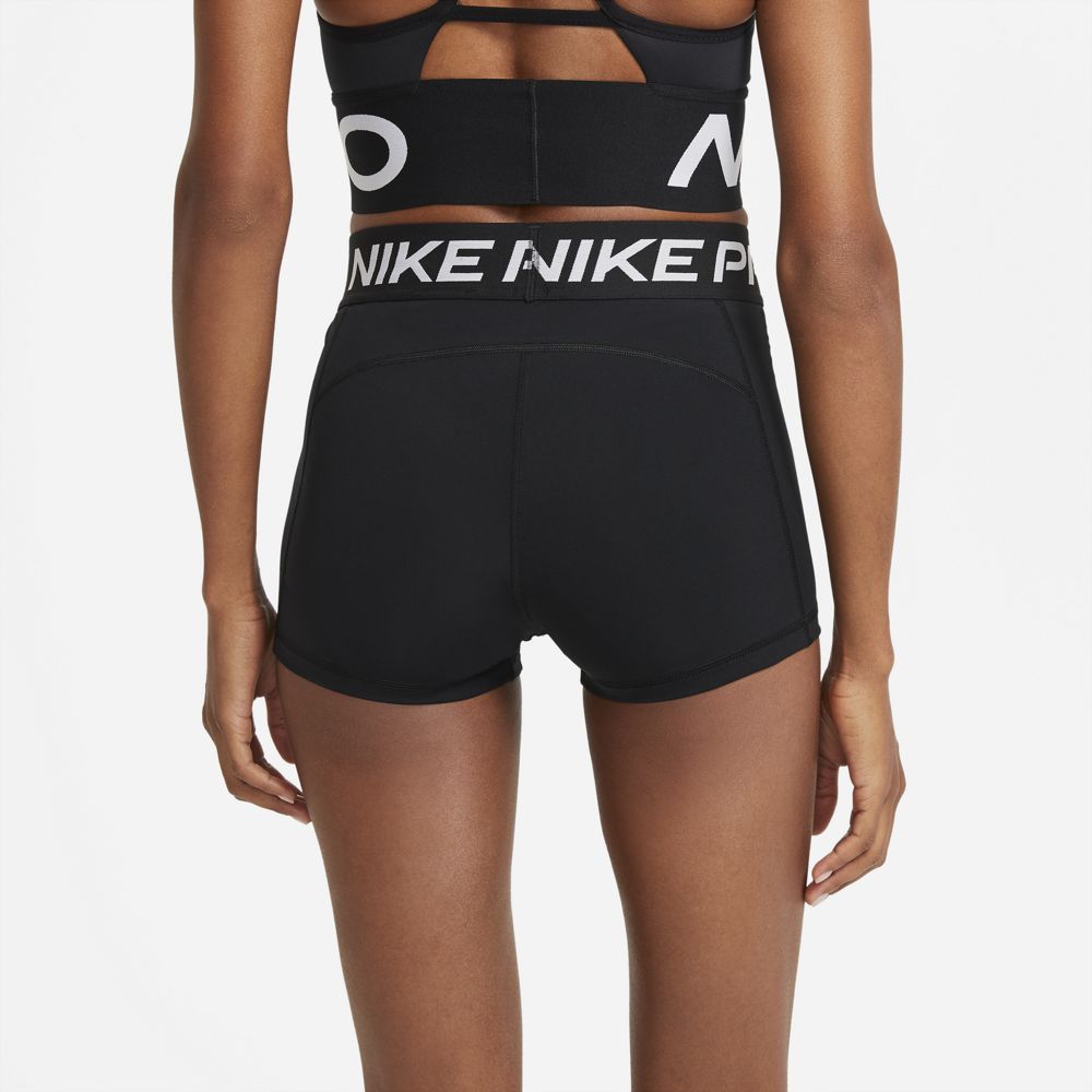 Nike Women's Pro 3 Inch Shorts Black / White - achilles heel