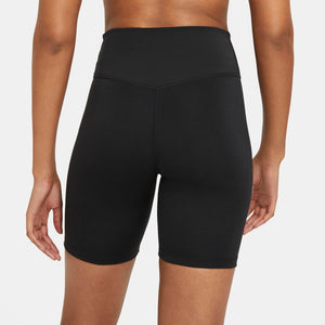 Nike Women's One Mid Rise Bike Shorts Black / White - achilles heel