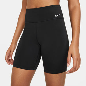 Nike Women's One Mid Rise Bike Shorts Black / White - achilles heel