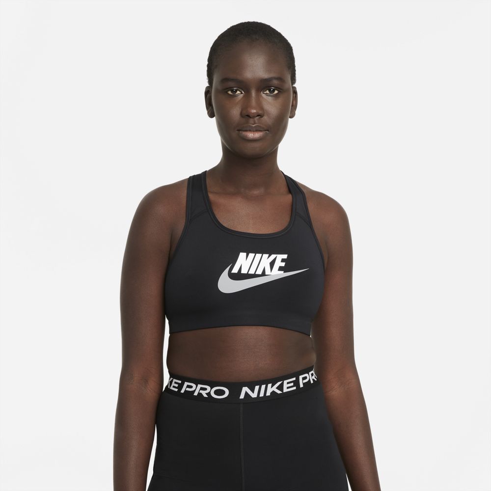 Nike Women's Dri-FIT Swoosh Bra Black / White / Particle Grey – Achilles  Heel